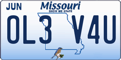 MO license plate OL3V4U