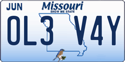 MO license plate OL3V4Y