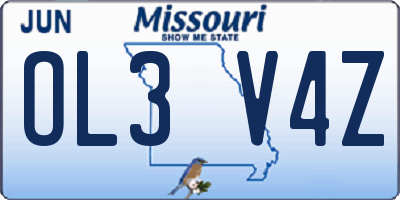 MO license plate OL3V4Z