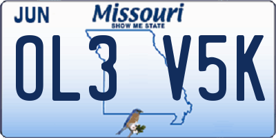 MO license plate OL3V5K