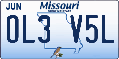 MO license plate OL3V5L