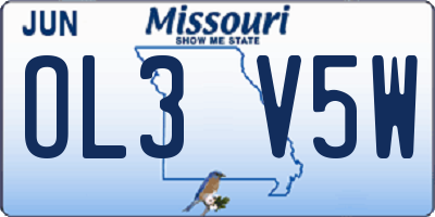 MO license plate OL3V5W