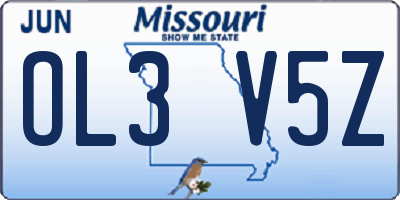 MO license plate OL3V5Z