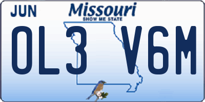 MO license plate OL3V6M
