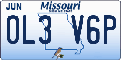 MO license plate OL3V6P