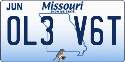 MO license plate OL3V6T