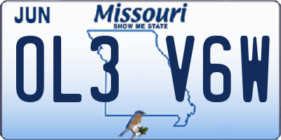 MO license plate OL3V6W
