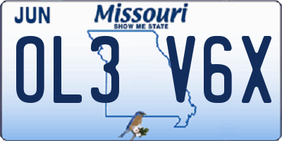 MO license plate OL3V6X