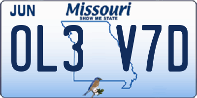 MO license plate OL3V7D