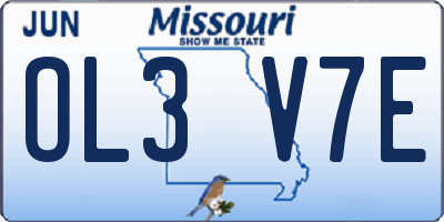 MO license plate OL3V7E