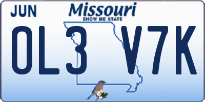 MO license plate OL3V7K