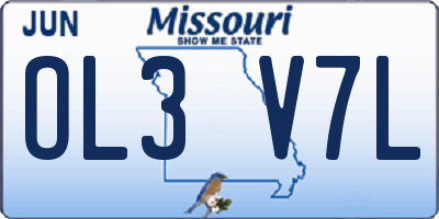 MO license plate OL3V7L