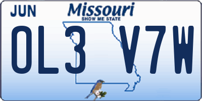 MO license plate OL3V7W
