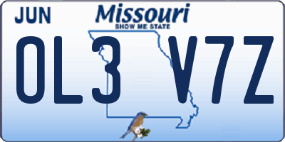 MO license plate OL3V7Z