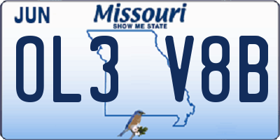 MO license plate OL3V8B