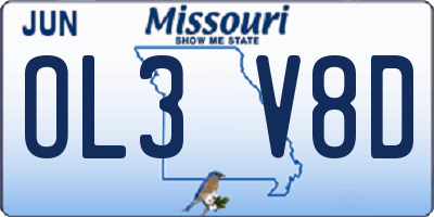 MO license plate OL3V8D