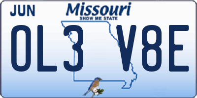 MO license plate OL3V8E