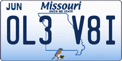 MO license plate OL3V8I
