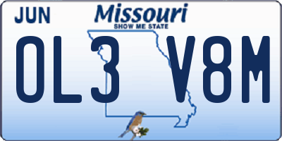 MO license plate OL3V8M
