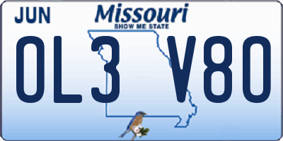 MO license plate OL3V8O