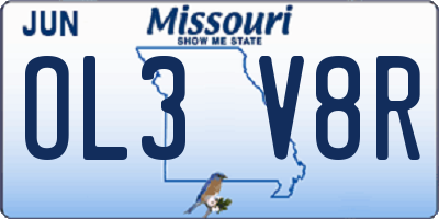 MO license plate OL3V8R