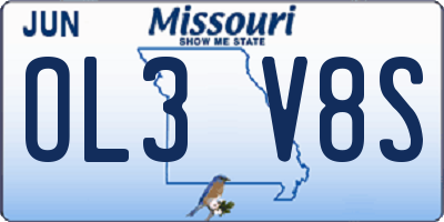 MO license plate OL3V8S