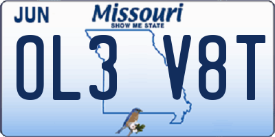 MO license plate OL3V8T