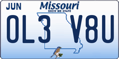 MO license plate OL3V8U