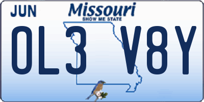 MO license plate OL3V8Y