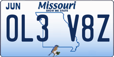 MO license plate OL3V8Z