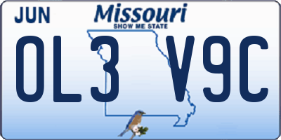MO license plate OL3V9C