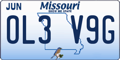 MO license plate OL3V9G