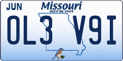 MO license plate OL3V9I