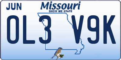 MO license plate OL3V9K