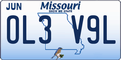 MO license plate OL3V9L