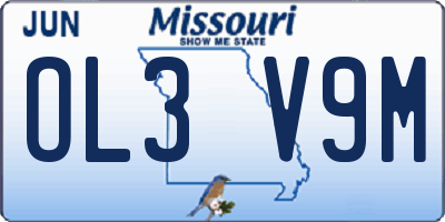 MO license plate OL3V9M