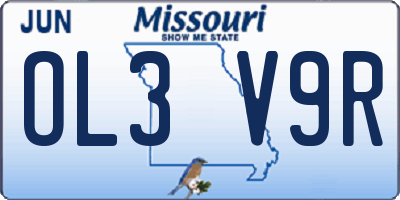 MO license plate OL3V9R