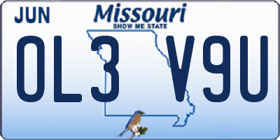 MO license plate OL3V9U