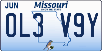 MO license plate OL3V9Y