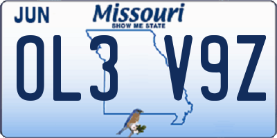 MO license plate OL3V9Z