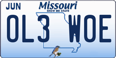 MO license plate OL3W0E