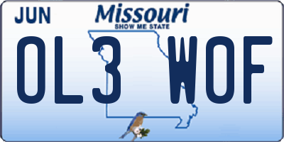 MO license plate OL3W0F