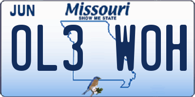 MO license plate OL3W0H