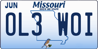 MO license plate OL3W0I