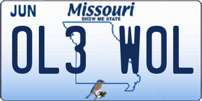 MO license plate OL3W0L