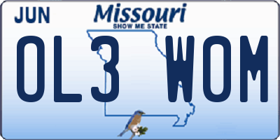 MO license plate OL3W0M