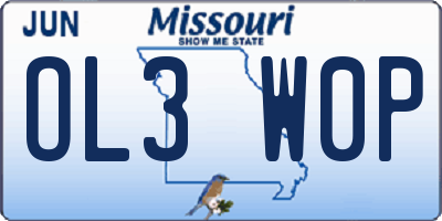 MO license plate OL3W0P