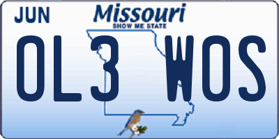 MO license plate OL3W0S