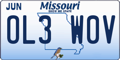 MO license plate OL3W0V