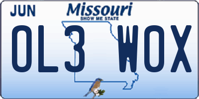 MO license plate OL3W0X